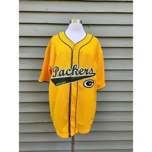 NFL Players Green Bay Packers Baseball Jersey Yellow 4 Brett Favre XL